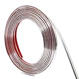 Hungbak Peel and Stick Finish Molding Trim for Wall, Ceiling, Mirror, Tile Edge, Furniture and Home Decoration (Shiny Silver, 5m x 1cm)
