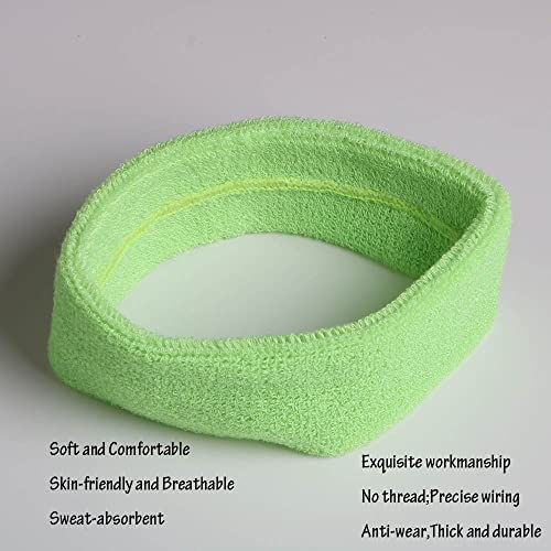 Image of Cotton Sweatband Headbands,Pack of 12,Elastic Stretchy Sport Terry Cloth Sweat Bands,Yoga Workout Fitness Exercise Basketball Headband