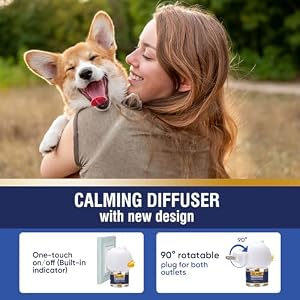 Dog Pheromones Calming Diffuser 3 in 1 Pheromone Appeasing Pet Diffuser to Calm Kit (Plug in+ 2 Pack 48ml Refill) for Anxiety Relief Reduce Aggression Fighting Barking Stress 60 Day Supply(Tasteless) Dog Pheromones Calming Diffuser 3 in 1 Pheromone Appeasing Pet Diffuser to Calm Kit (Plug in+ 2 Pack 48ml Refill) for Anxiety Relief Reduce Aggression Fighting Barking Stress 60 Day Supply(Tasteless)