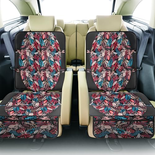 Image of Car Seat Protector for Child Car Seat, 2 Pack Baby Car Seat Covers with Mesh Pockets & Non-Slip Backing 600D Durable Seat Protector Under Baby Car Seat for Car Back Seat (Red Leaves, Large)