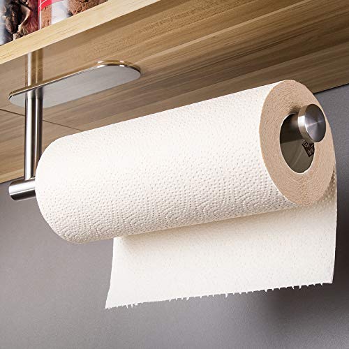 Taozun Self Adhesive Paper Towel Holder - Under Cabinet Paper Towel Rack for Kitchen, SUS304 Brushed Stainless Steel (No Drilling) Taozun Self Adhesive Paper Towel Holder - Under Cabinet Paper Towel Rack for Kitchen, SUS304 Brushed Stainless Steel (No Drilling)