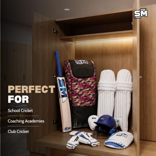 Image of SM Origin Complete Cricket Kit for Men | Cricket Set | 8-Piece: Kashmir Willow Bat + Helmet + Pads + Gloves + Kit Bag + Thigh + Arm + Abdominal Guard | Beginner Starter Kit | Club & Academy | Size SH