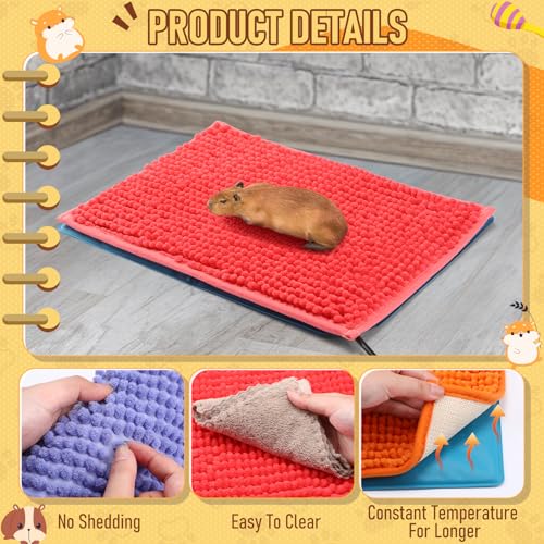 Dunzy 5 Pcs Guinea Pig Heating Pad Replaceable Guinea Pig Warming Liner 3 Level Pet Heated Pad with 16 x 12 Inch Liner Washable Waterproof Pee Pads Winter Heater Warming Mat Bed for Ferret Rabbit