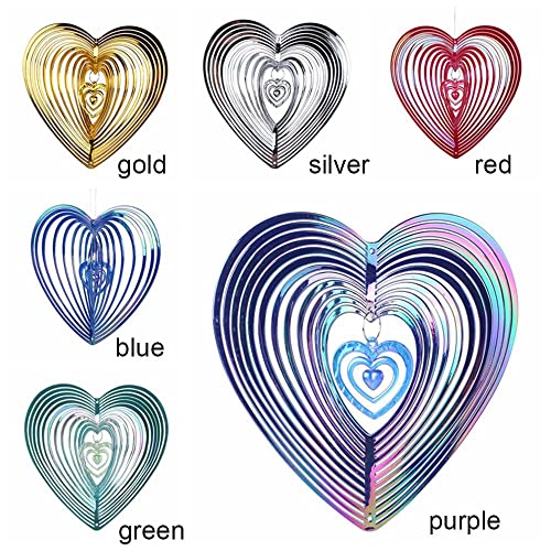 Heart-Shaped Wind Spinner Metal Garden Spinners Outdoor Garden Art For Backyard Outdoor Hanging Decor And Spinners For Yard Garden Ornaments(Red) #TOP2