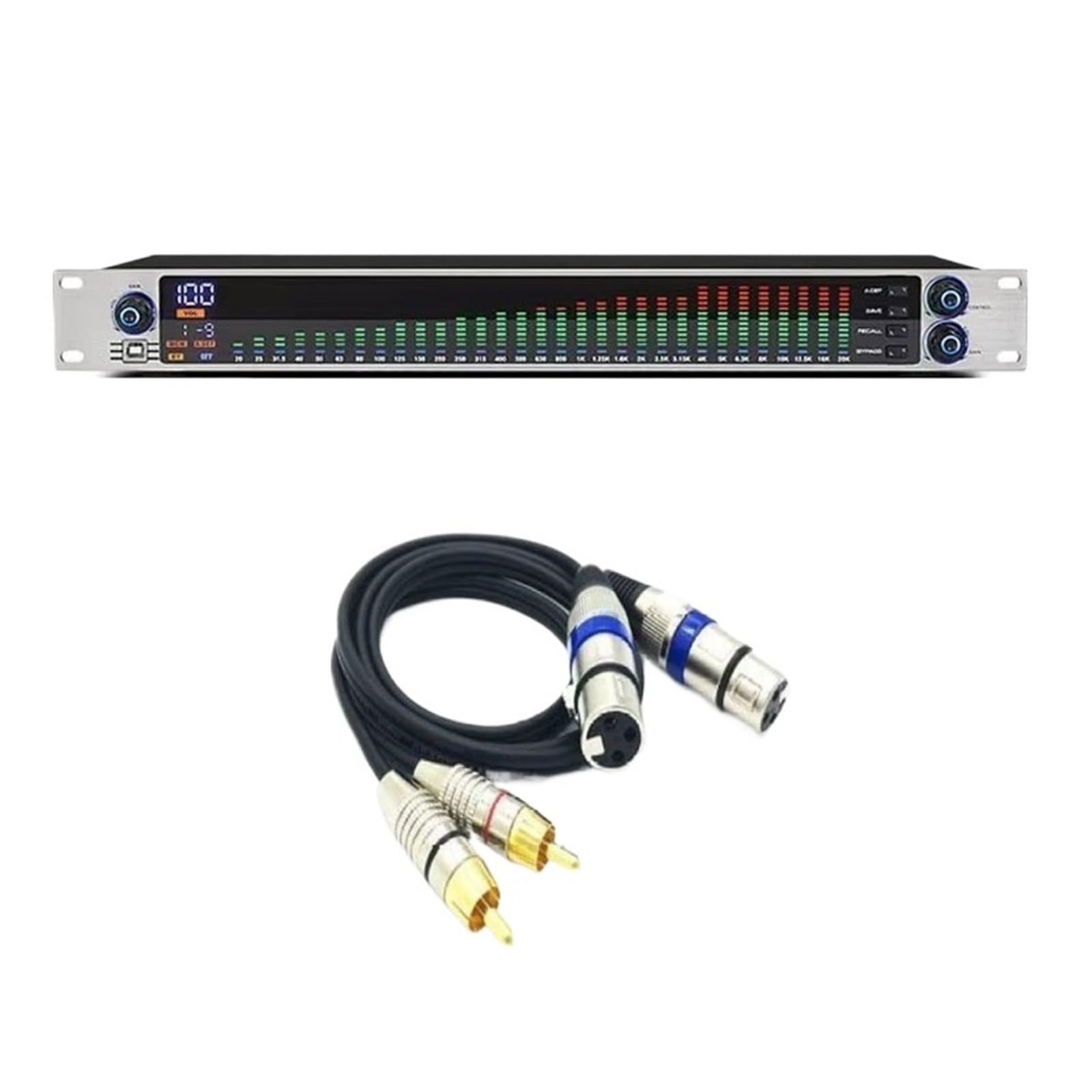 ECUALIZADOR Digital De 31 Bandas, Efecto DSP, Ecualizador Profesional De Espectro, Altavoz Con Pantalla LED, Audio Con Reducción De Ruido(B White)