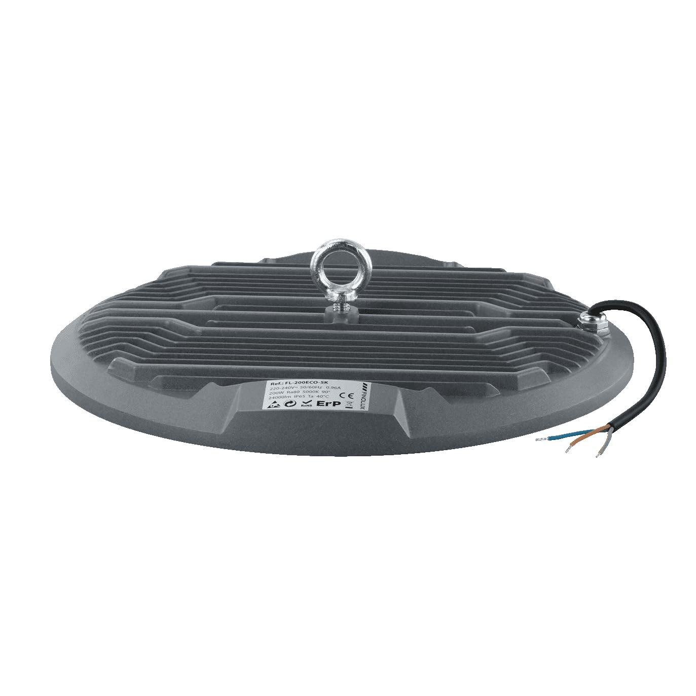 Campana LED UFO Slim 200W 24000Lm – Lámpara Industrial IP65 Luz Fría 5000K Ángulo 90º para Almacenes y Naves Industriales (5000K, 200W)
