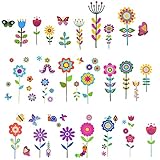 Maydahui 56 Pieces Garden Flower Wall Corner Decal Snail Butterfly Caterpillar Bird Snake Sunflower