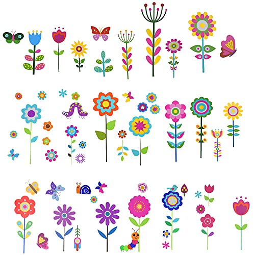 Maydahui 56 Pieces Garden Flower Wall Corner Decal Snail Butterfly Caterpillar Bird Snake Sunflower Grass Floral Baseboard Wall Sticker For Kids Girls Room Bedroom Nursery Classroom Home Decoration #TOP4