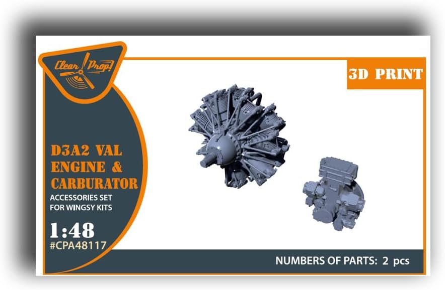 Clear Prop CPA48117 1/48 D3A2 VAL carburator Engine for Wingsy Kits, 3D Print Scale Model/Replica