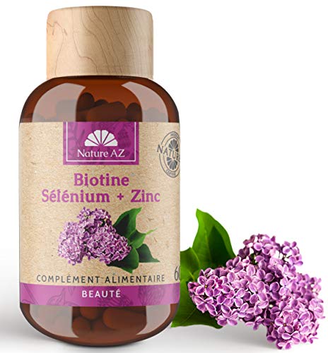 BIOTINE (VITAMINE B7) + SÉLÉNIUM + ZINC + LEVURE DE BIÈRE - COMPLEXE SYNERGIQUE CHEVEUX ET ONGLES FORTS, BARBE, PEAU PARFAITE ET ÉCLATANTE - 60 GÉLULES VÉGAN - FABRIQUÉ EN FRANCE