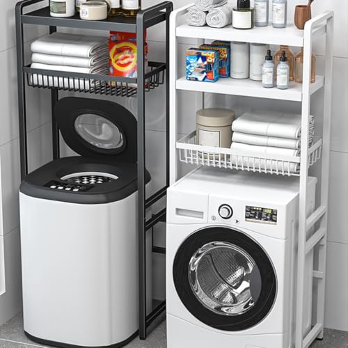 Rangement machine à laver pour optimiser un espace limité en buanderie étroite