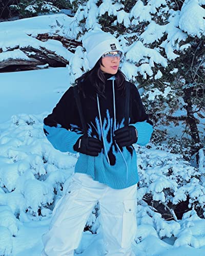 Vamtac Women's Long Sleeve Flame Oversized Sweater Color Block Loose Casual Knitted Jumper Pullover Tops #TOP1