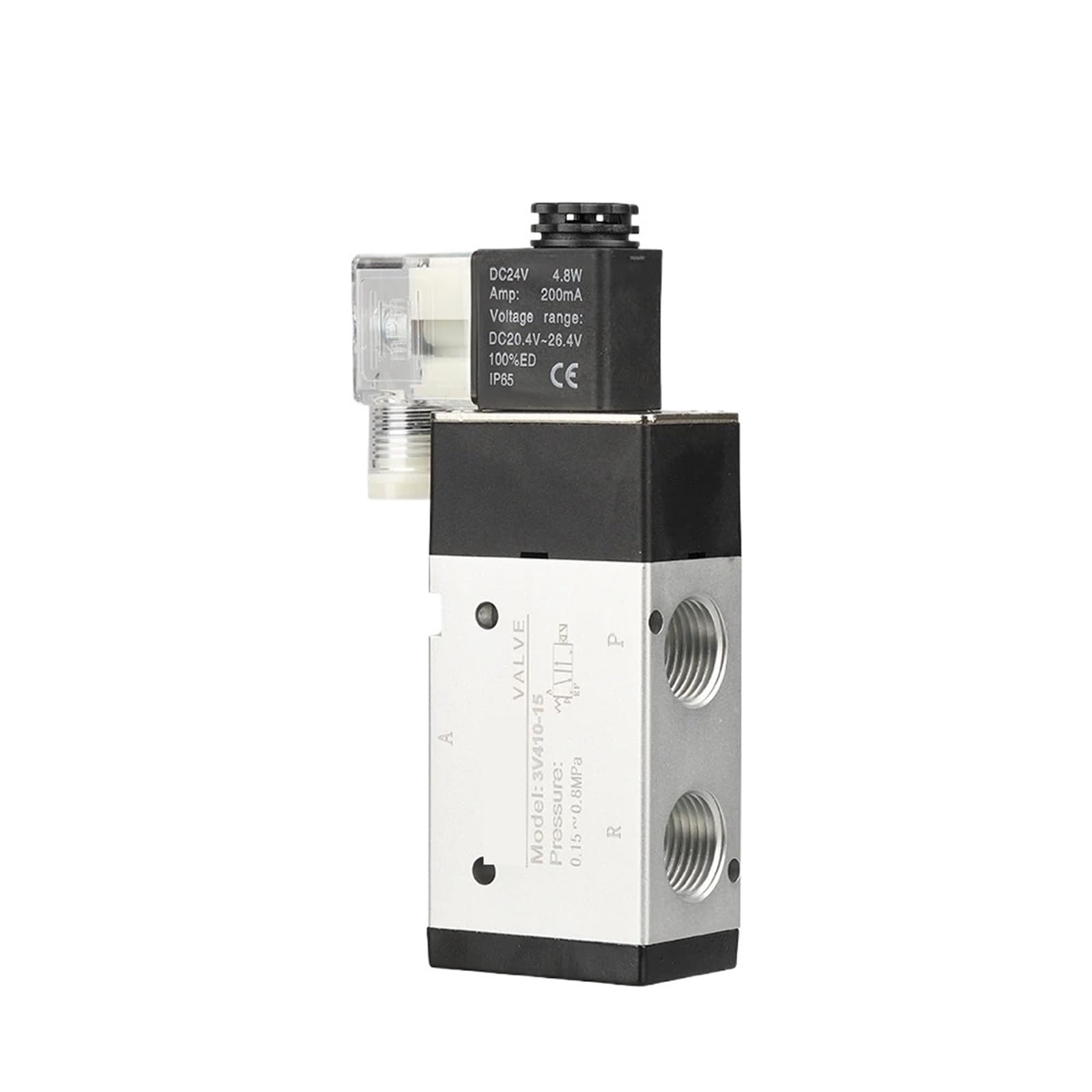 Vanne solénoïde 1/2 G 3V410 double bobine 24V pour contrôle pneumatique 3 voies