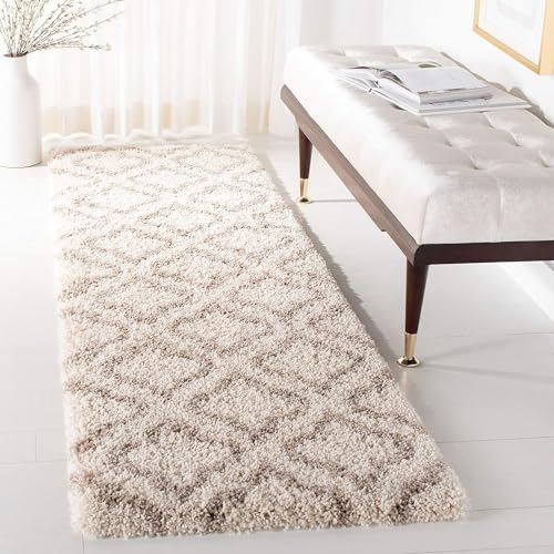 Image of Carpet for Hallway, Kitchen, and Modern InteriorsCarpetCozy Shag Runner for Living Room, Bedroom & Office Decor ETC Size 1.5x4 feet, Patten-Solid Ivory Beige iii
