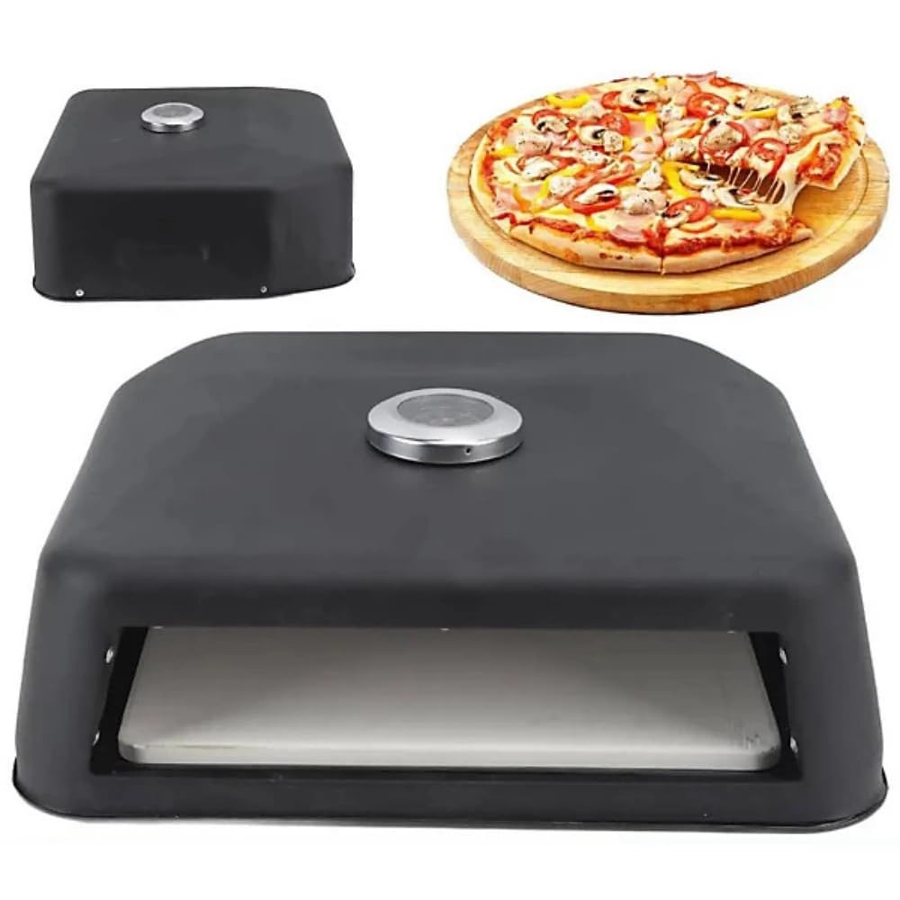 Garden Mile BBQ Pizza Oven Pizza Stone Included For Gas & Charcoal BBQ Portable Pizza Grill with Temperature Gauge Upto 12'' Pizzas Bread Pastry Maker
