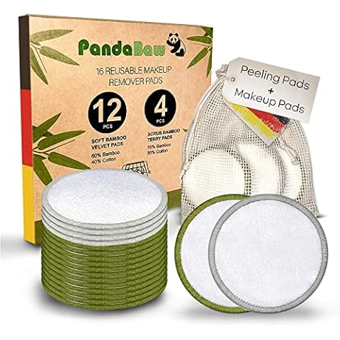 PandaBaw® Abschminkpads waschbar - 2 Sorten Wattepads wiederverwendbar aus Bambus & Baumwolle Cover