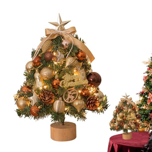 Árbol de Navidad de mesa, pequeño árbol de Navidad de 45 cm con iluminación colorida | Árbol de Navidad artificial pequeño iluminado | Árbol de Navidad iluminado con luces LED para colorear para