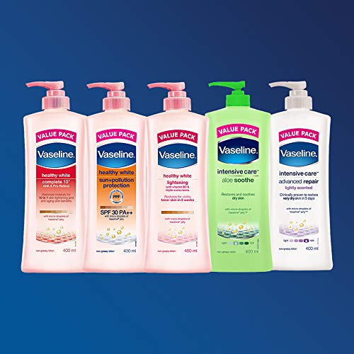 Image of Vaseline Healthy Bright Complete 10 Body Lotion, Anti- Ageing Lotion With Vitamin B3, Aha, Pro-Retinol, 400 ml