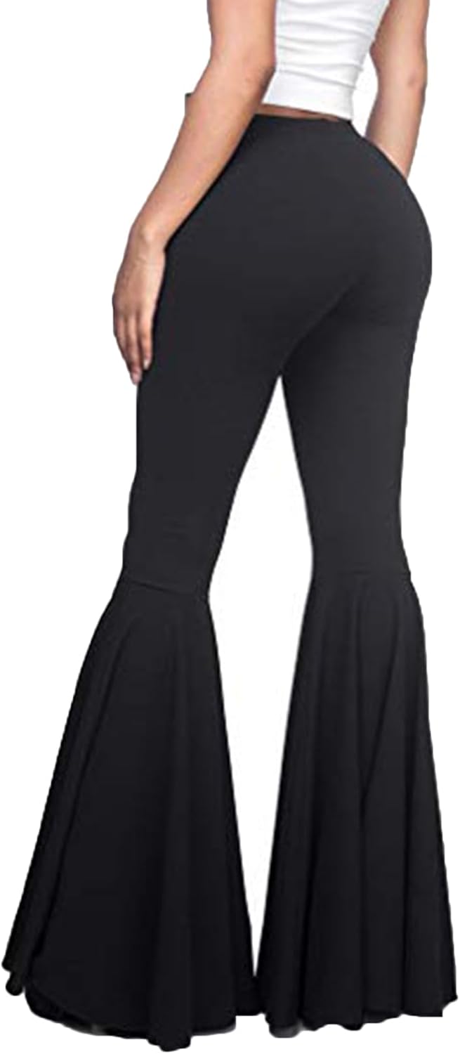 GUOLEZEEV Women High Waisted Flare Pants Solid Color Fashion Pleated Bell Bottoms(7 Colors) - Image 3