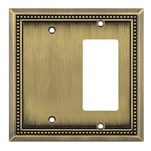 Image of Henne Bery Sunken Pearls Heavy Duty Decorative Wall Plate Switch Plate Outlet Cover (Blank /Decorator, Antique Brass)