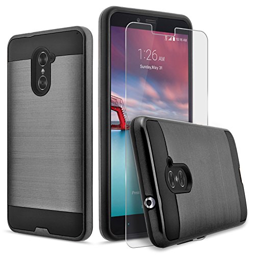 ZTE Max Duo LTE Case, ZTE Grand X Max 2 Case, Circlemalls 2-Piece Style Hybrid Shockproof Hard Cover with [HD Screen Protector] and Stylus Pen (Black)