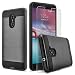 ZTE Max Duo Case, 2-Piece Style Hybrid Shockproof Hard Case Cover + Circle(TM) Stylus Touch Screen Pen And Screen Protector Black