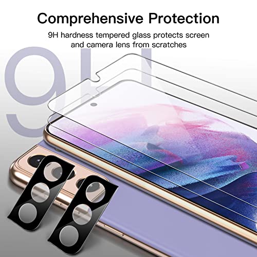 Image of JETech Screen Protector Guard for Samsung Galaxy S21, 2+2 Pack | with Camera Lens Protector, HD Clear Tempered Glass, Anti-Scratch Protection, Easy Installation Tool