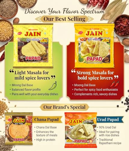 Image of JAIN Urad Papad, 200g, Papad Size-5.5 Inches, Handmade, No Preservatives, Contains 24-27 Papads Per Pack