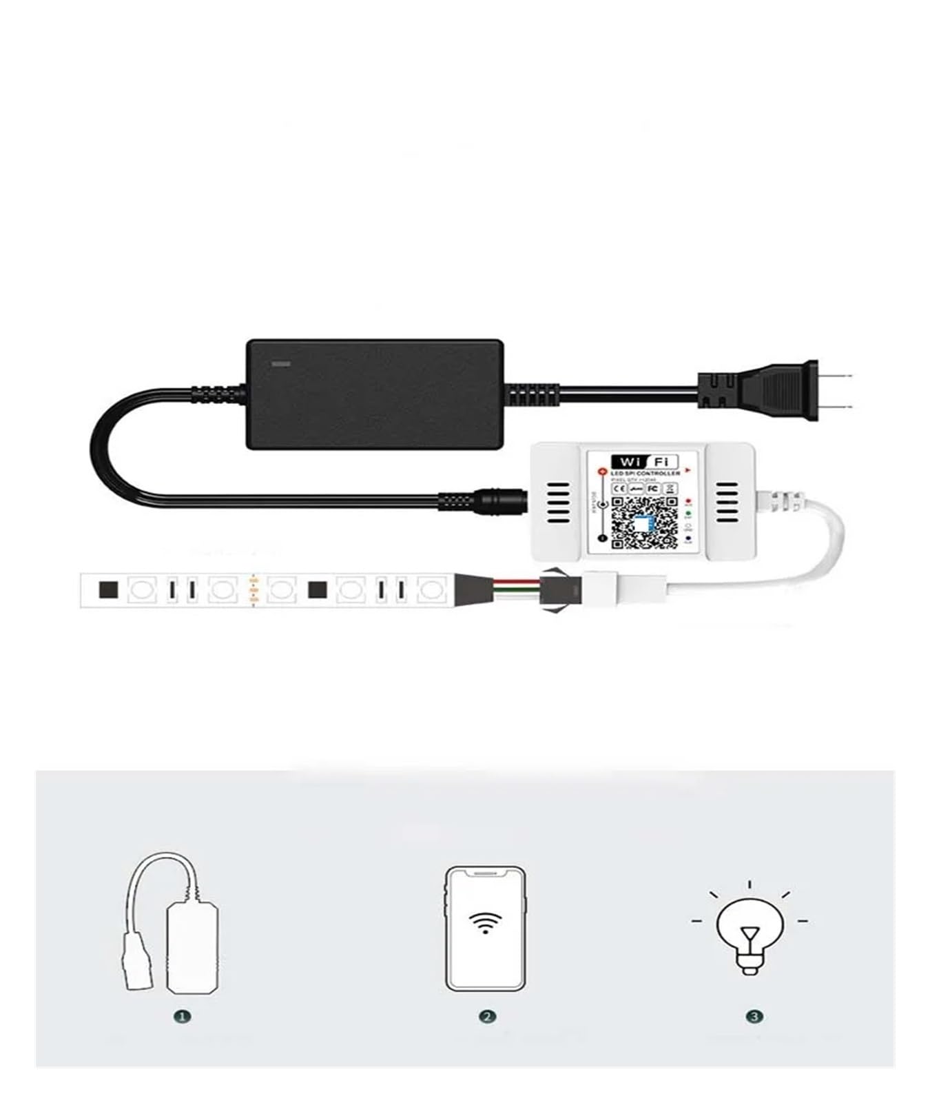 Kontroler LED SPI WiFi bezprzewodowy adresowalny ściemniacz nadaje się do WS2812B WS2811 RGB RGBW lampa LED z lampą Pixel