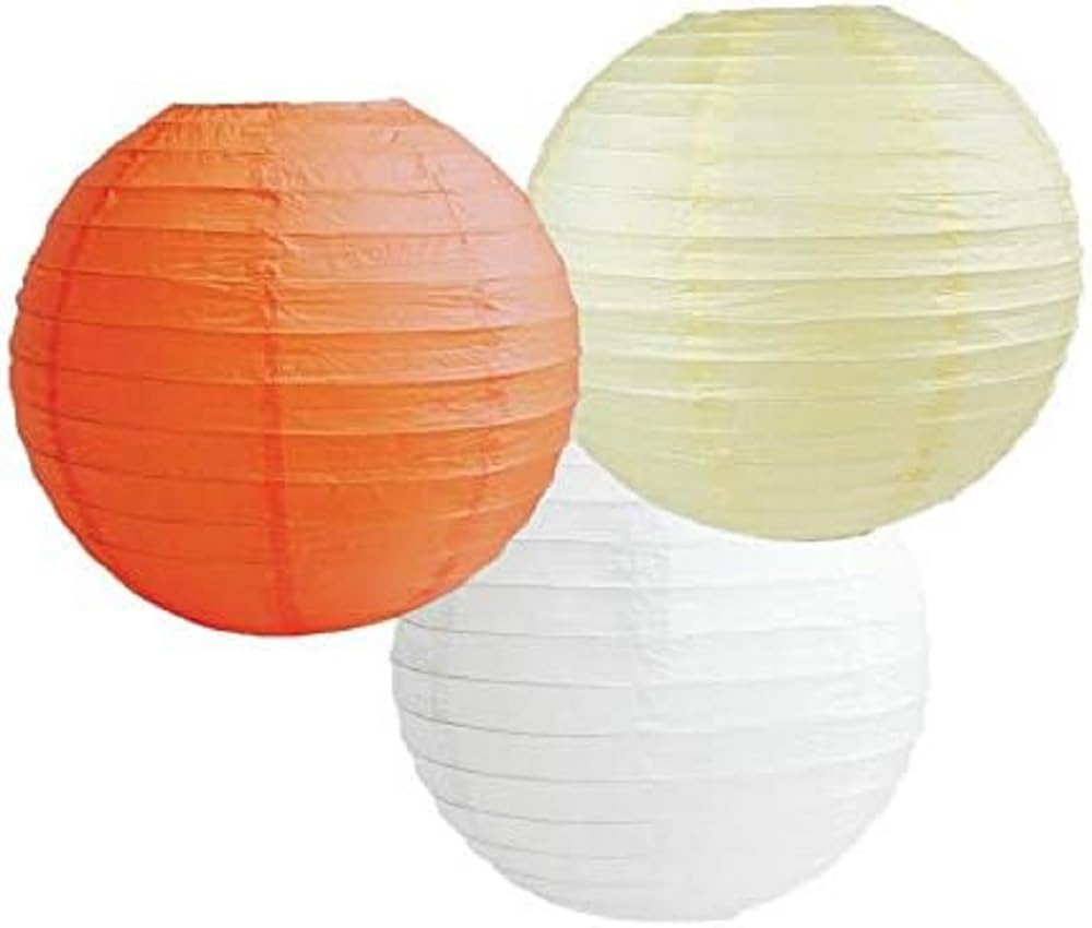Pack of 3 Paper Lantern Lampshade Party Birthday Baby Shower Wedding Celebration Decoration 4"(10cm) -16"(40cm) (Orange, 12" (30cm)) — view 56