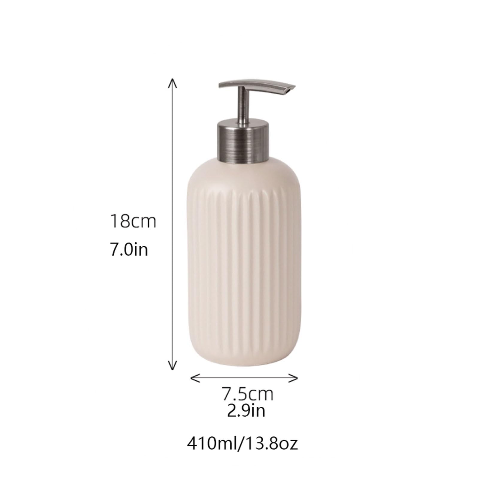 Ceramiczny dozownik mydła 390 ml z pompką, pojemnik na blat do wielokrotnego napełniania, zaokrąglone gładkie krawędzie do zlewu łazienkowego (beżowy)