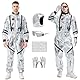 Astronaut Kostüm Herren Damen Silber Astronauten Overall Space Anzug Erwachsener Halloween Karneval Raumfahrer Costume