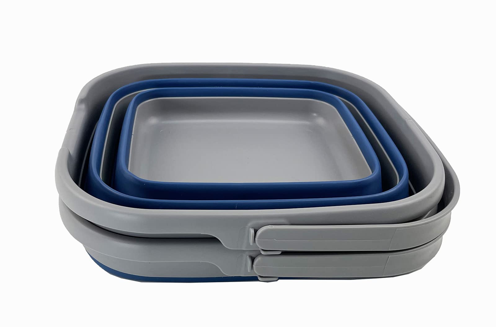 SAMMART 10L (2.6 Gallon) Collapsible Rectangular Handy Basket/Bucket (Grey/Mist Blue (Set of 2))
