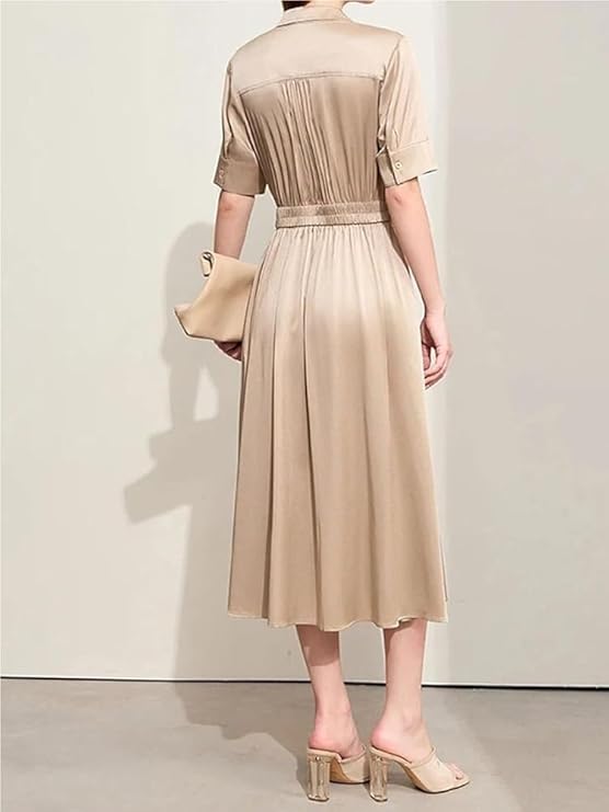 Textured fabric close-up of the minimalist shirt dress