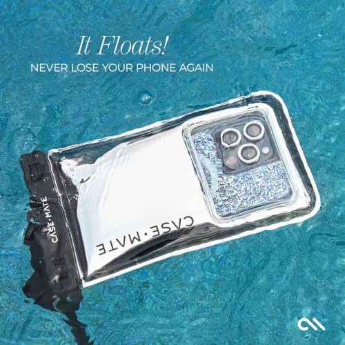 Image of Case-Mate IP68 Waterproof Phone Pouch - Silver Chrome | Touchscreen Floating Waterproof Mobile Cover w /Crossbody Lanyard - Fits All Phones - Travel Accessory for Beach, Pool & More