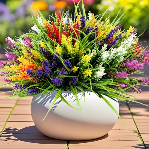 Geegoods Artificial Plants Flowers for Outdoor – 48 Bundles UV