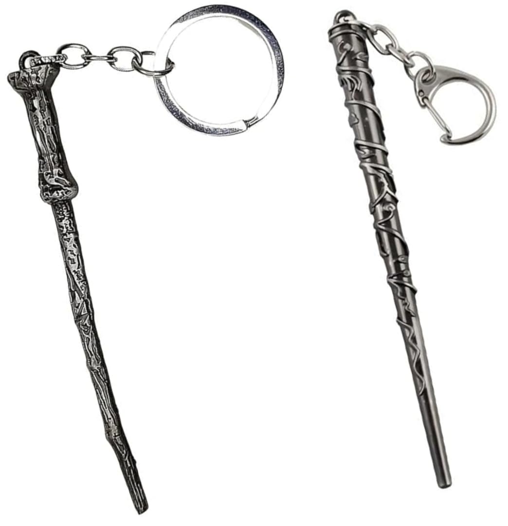 MAG BEE presents Harry Porter Wand/Magical Stick Combo Pack of 2 Magical Keychain Set for Fantasy Fans, Includes Harry Potter and Dragon Sword Charms Keychains/Keyrings