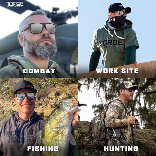 TOROE Matte Black Unbreakable TR90 Frame Sunglasses w/Polycarbonate Polarized Hydrophobic Coated Mirrored Lens2