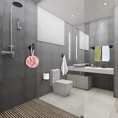 Bathroom Towel Rack Set 5-Pieces, 16\'\' Matte Black Bathroom Hardware Accessories Set SUS304 Stainless Steel Wall Mounted, Includes 16 Inch Bath Towel Holder, Toilet Paper Holder, 3 Robe Towel Hooks