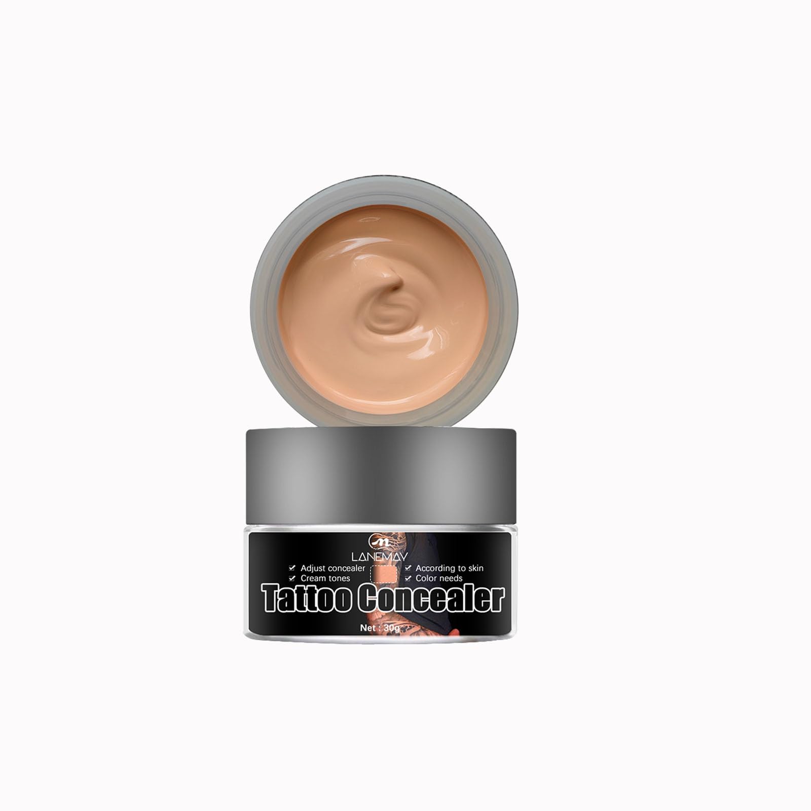 Tattoo Cover Up, Invisible Waterproof Concealer,Long Lasting Professional Skin Makeup Concealer Kit for Body Leg Tattoo, 30g (deep)