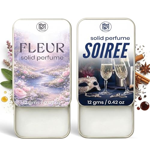 Image of Dr.Mashur Solid Perfume |Soiree&Fleur Alcohol Free Wax Perfume Balm, Long Lasting | Pocket Tin 12g, Pack Of 2| Non Greasy Smooth Glide, Travel Friendly Men And Women