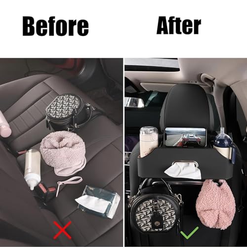 Organizador 3 en 1 para asiento trasero de auto con portavasos miniatura 3