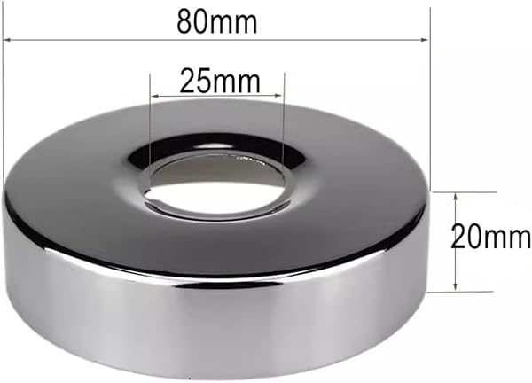 Lot de 2 rosace robinet de Ø 26 mm (3/4") - rosace mitigeur douche,rosace robinet douche,cache tuyau en acier inoxydable - rosace pour robinets de douche,robinets,radiateurs(argent, 80 x 20) - 2