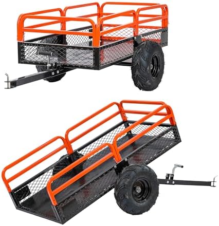 Houseables Utility Trailer, ATV Trailer, ATV Cart, Dump Cart for Lawn Tractor, Pull Behind Wagon, Tow Behind, for UTV, Lawn Mower, Golf, Garden, Yard, Riding Mower, Four Wheeler, 1500LB, 15 Cu Ft