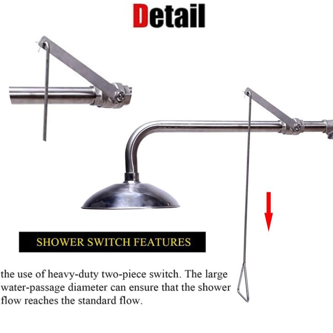 Ducha de emergencia y estación de lavado de ojos, ducha de seguridad montada en la pared para lavado de ojos, cara, cuello, brazos, construcción de acero inoxidable, adecuada para laboratorio y