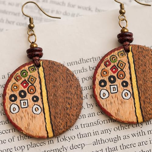 Image of Handcrafted Artistic & Tribal Earrings Collection for Women - Bohemian, Floral, Wooden & Ethnic Statement and Stud Designs