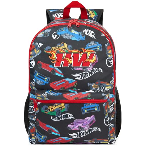 Get Trend Hot Wheels Kids Backpack Boys Lightweight 18 inch Book Bag Adjustable Padded Straps Travel School Bag (Multi Hot Wheels)