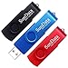 Produktbild SunData 32GB USB-Stick 3 Stück USB-Flash-laufwerke USB 3.0 Speicherstick Rotate Metall Flash Drive USB 3.0 bis zu 80MB/Sek, (3 Mischfarben: Schwarz,Blau,Rot)