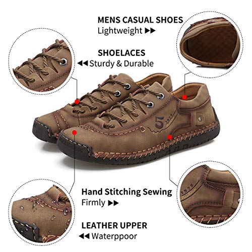 alcubieree Mens Leather Casual Shoes Comfortable Fashion Sneakers Loafers Lightweight Dress Walking Driving Shoes for Men（Size 7.5-13）4