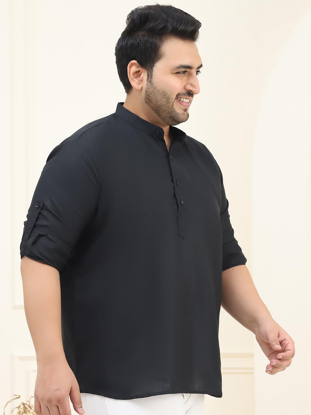 Sojanya Plus(Since 1958), Men's Cotton Black Short Kurta